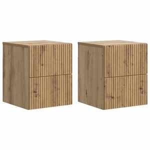 vidaXL Dulap de noapte suspendat 2 pcs Stejar Artizanal Lemn prelucrat imagine