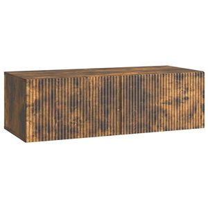 vidaXL Oglindă TV montată pe perete Stejar fumuriu 98 x 41 x 30 cm imagine