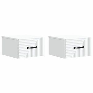 vidaXL Dulap de noapte suspendat cu sertar 2 pcs Alb 34, 5 x 33 x 20 cm imagine
