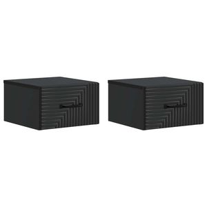 vidaXL Dulap de noapte suspendat 2 pcs Negru 34, 5 x 33 x 20 cm imagine