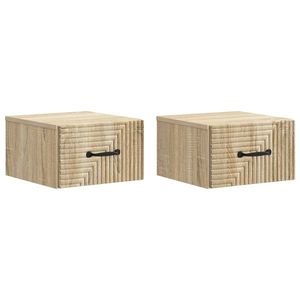vidaXL Dulap de noapte suspendat 2 pcs Stejar Sonoma 34, 5 x 33 x 20 cm imagine