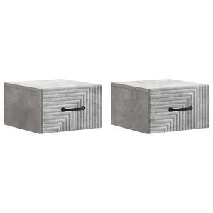 vidaXL Dulap de noapte suspendat 2 pcs Gri Beton 34, 5 x 33 x 20 cm imagine