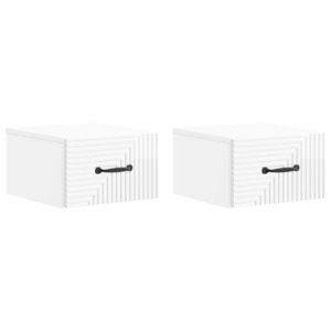 vidaXL Dulap de noapte suspendat cu sertar 2 pcs Alb foarte lucios imagine