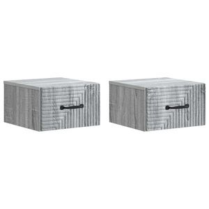 vidaXL Dulap de noapte suspendat 2 pcs Sonoma gri 34, 5 x 33 x 20 cm imagine