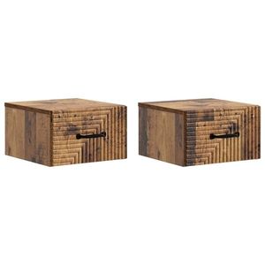 vidaXL Dulap de noapte suspendat 2 pcs Lemn vechi 34, 5 x 33 x 20 cm imagine