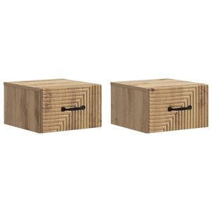 vidaXL Dulap de noapte suspendat 2 pcs Stejar Artizanal Lemn prelucrat imagine