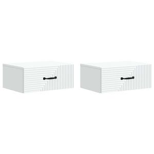 vidaXL Dulap de noapte suspendat cu sertar 2 pcs Alb 49 x 34, 5 x 20 cm imagine