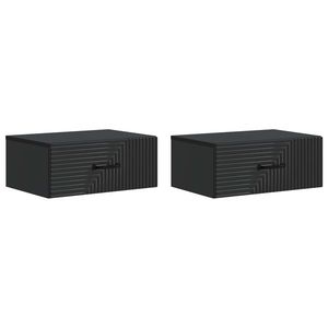 vidaXL Dulap de noapte suspendat 2 pcs Negru 49 x 34, 5 x 20 cm imagine