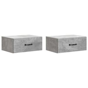 vidaXL Dulap de noapte suspendat 2 pcs Gri Beton 49 x 34, 5 x 20 cm imagine