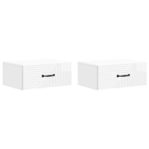 vidaXL Dulap de noapte suspendat cu sertar 2 pcs Alb foarte lucios imagine