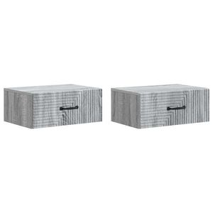 vidaXL Dulap de noapte suspendat 2 pcs Sonoma gri 49 x 34, 5 x 20 cm imagine