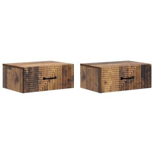 vidaXL Dulap de noapte suspendat 2 pcs Lemn vechi 49 x 34, 5 x 20 cm imagine