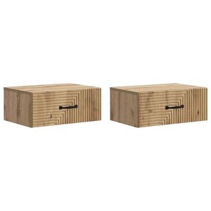 vidaXL Dulap de noapte suspendat 2 pcs Stejar Artizanal Lemn prelucrat imagine