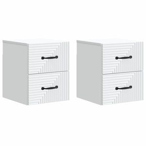 vidaXL Dulap de noapte suspendat cu sertar 2 pcs Alb 34, 5 x 33 x 40 cm imagine