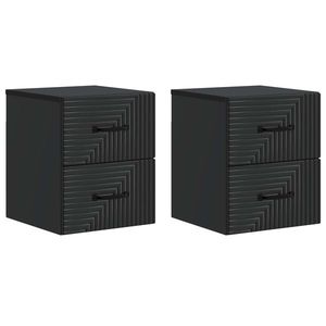 vidaXL Dulap de noapte suspendat 2 pcs Negru 34, 5 x 33 x 40 cm imagine
