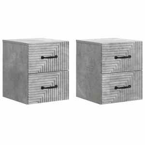 vidaXL Dulap de noapte suspendat 2 pcs Gri Beton 34, 5 x 33 x 40 cm imagine