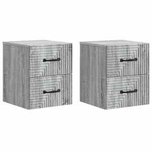 vidaXL Dulap de noapte suspendat 2 pcs Sonoma gri 34, 5 x 33 x 40 cm imagine