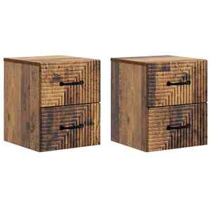 vidaXL Dulap de noapte suspendat 2 pcs Lemn vechi 34, 5 x 33 x 40 cm imagine