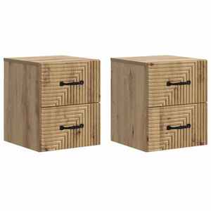 vidaXL Dulap de noapte suspendat 2 pcs Stejar Artizanal Lemn prelucrat imagine