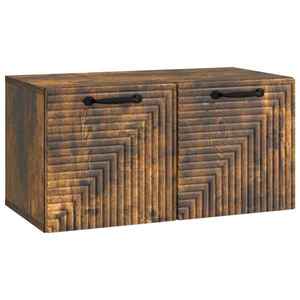 vidaXL Oglindă TV montată pe perete Stejar fumuriu 59, 5 x 31 x 30 cm imagine