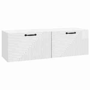 vidaXL Oglindă TV montată pe perete Alb foarte lucios 98 x 31 x 30 cm imagine