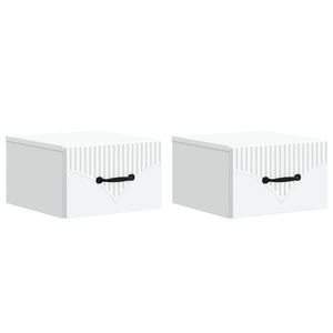 vidaXL Dulap de noapte suspendat cu sertar 2 pcs Alb 34, 5 x 33 x 20 cm imagine