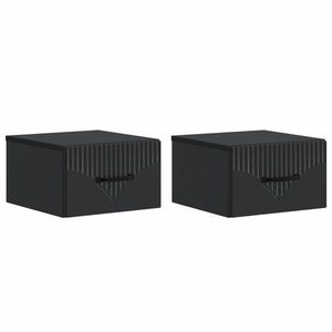 vidaXL Dulap de noapte suspendat 2 pcs Negru 34, 5 x 33 x 20 cm imagine