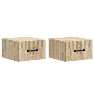 vidaXL Dulap de noapte suspendat 2 pcs Stejar Sonoma 34, 5 x 33 x 20 cm imagine