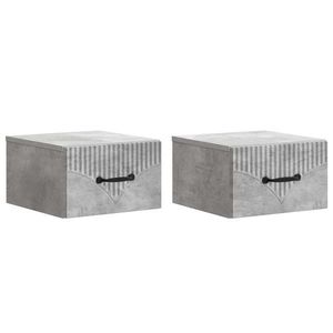 vidaXL Dulap de noapte suspendat 2 pcs Gri Beton 34, 5 x 33 x 20 cm imagine