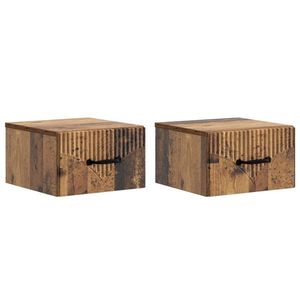 vidaXL Dulap de noapte suspendat 2 pcs Lemn vechi 34, 5 x 33 x 20 cm imagine