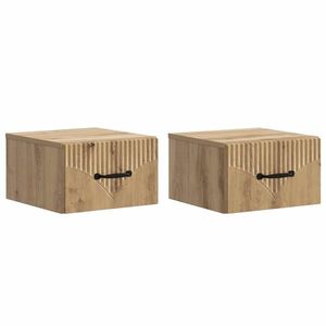 vidaXL Dulap de noapte suspendat 2 pcs Stejar Artizanal Lemn prelucrat imagine