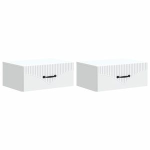 vidaXL Dulap de noapte suspendat cu sertar 2 pcs Alb 49 x 34, 5 x 20 cm imagine