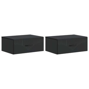 vidaXL Dulap de noapte suspendat 2 pcs Negru 49 x 34, 5 x 20 cm imagine