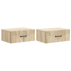 vidaXL Dulap de noapte suspendat 2 pcs Stejar Sonoma 49 x 34, 5 x 20 cm imagine