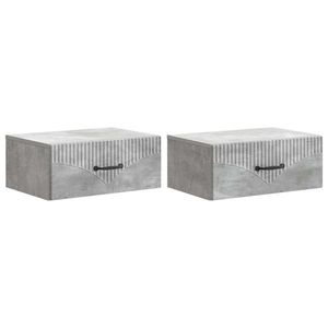 vidaXL Dulap de noapte suspendat 2 pcs Gri Beton 49 x 34, 5 x 20 cm imagine