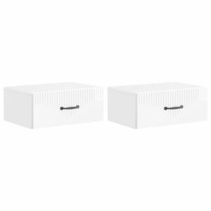 vidaXL Dulap de noapte suspendat cu sertar 2 pcs Alb foarte lucios imagine