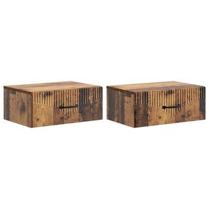 vidaXL Dulap de noapte suspendat 2 pcs Lemn vechi 49 x 34, 5 x 20 cm imagine