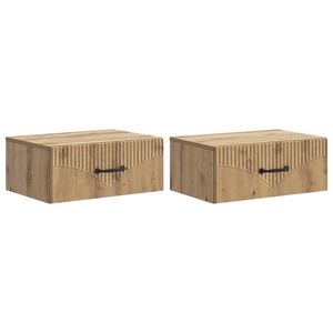 vidaXL Dulap de noapte suspendat 2 pcs Stejar Artizanal Lemn prelucrat imagine