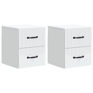 vidaXL Dulap de noapte suspendat cu sertar 2 pcs Alb 34, 5 x 33 x 40 cm imagine