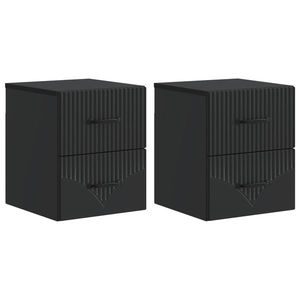 vidaXL Dulap de noapte suspendat 2 pcs Negru 34, 5 x 33 x 40 cm imagine