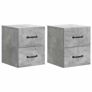 vidaXL Dulap de noapte suspendat 2 pcs Gri Beton 34, 5 x 33 x 40 cm imagine