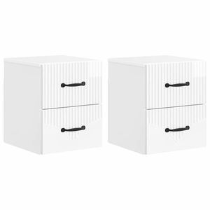 vidaXL Dulap de noapte suspendat cu sertar 2 pcs Alb foarte lucios imagine