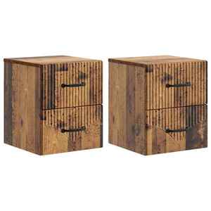 vidaXL Dulap de noapte suspendat 2 pcs Lemn vechi 34, 5 x 33 x 40 cm imagine