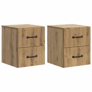 vidaXL Dulap de noapte suspendat 2 pcs Stejar Artizanal Lemn prelucrat imagine