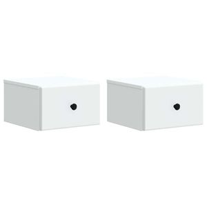 vidaXL Dulap de noapte suspendat cu sertar 2 pcs Alb 34, 5 x 33 x 20 cm imagine