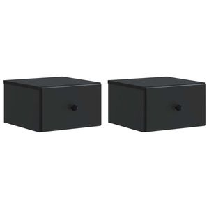 vidaXL Dulap de noapte suspendat 2 pcs Negru 34, 5 x 33 x 20 cm imagine