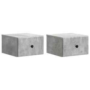 vidaXL Dulap de noapte suspendat 2 pcs Gri Beton 34, 5 x 33 x 20 cm imagine