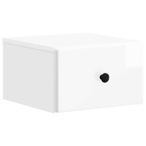 vidaXL Dulap de noapte suspendat Alb foarte lucios 34, 5 x 33 x 20 cm imagine