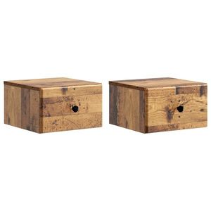 vidaXL Dulap de noapte suspendat 2 pcs Lemn vechi 34, 5 x 33 x 20 cm imagine