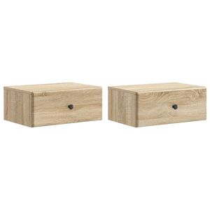 vidaXL Dulap de noapte suspendat 2 pcs Stejar Sonoma 49 x 34, 5 x 20 cm imagine